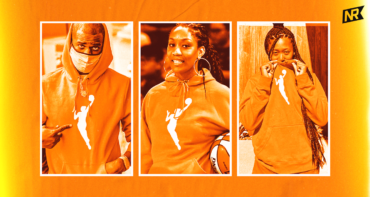 A montage of athletes wearing the iconic WNBA Orange Hoodie