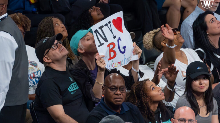 NY Liberty fans celebrate Brittney Griner at Barclays Center