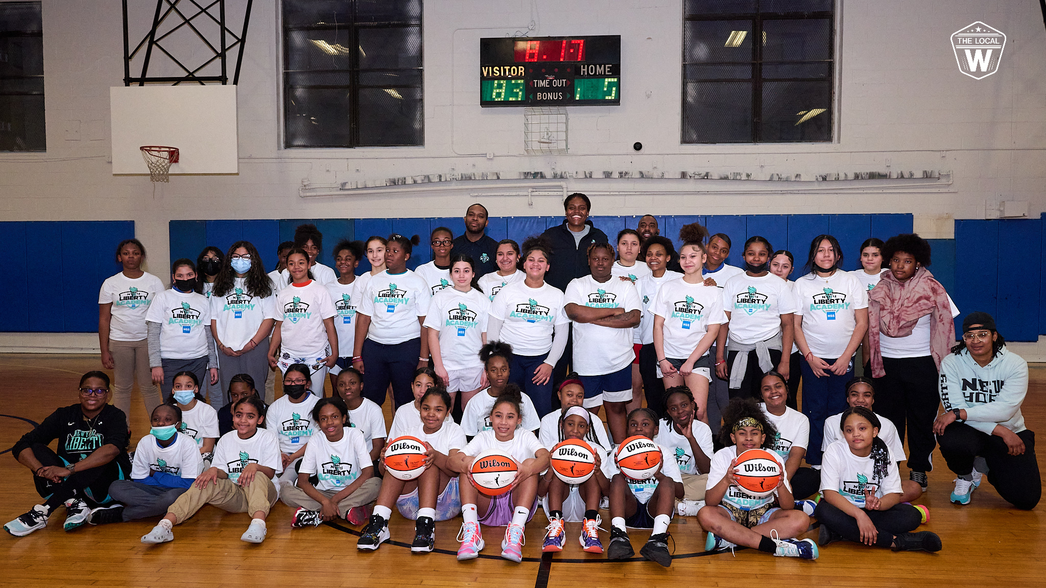 Liberty enter Jonquel Jones at the National Girls & Women in Sports Day clinic