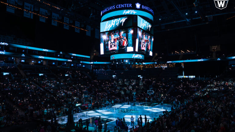 Barclays Center prior to the start of the NY Liberty game.