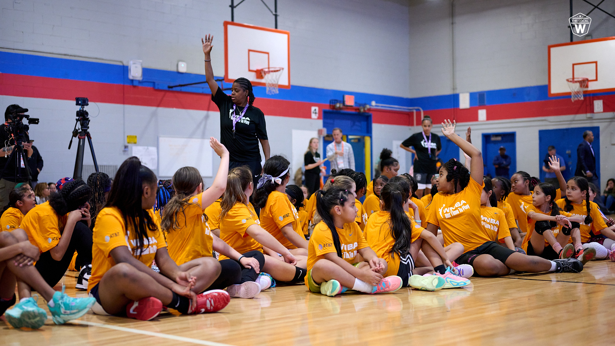 October 13, 2023: Young children attend New York Liberty x WNBA "Her Time to Play" clinic in Brooklyn