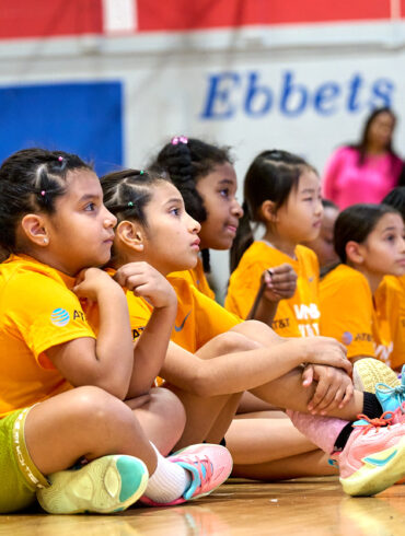 Young students at NY Liberty x WNBA "Her Time to Play" clinic at Brooklyn, NY.