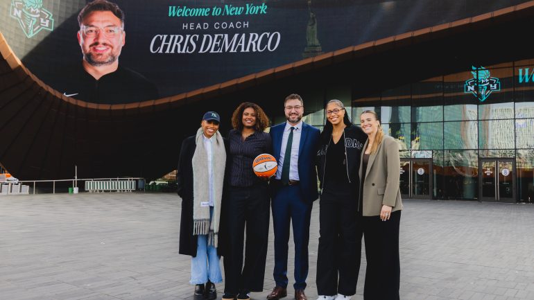 Chris DeMarco introduced as New York Liberty head coach at Barclays Center